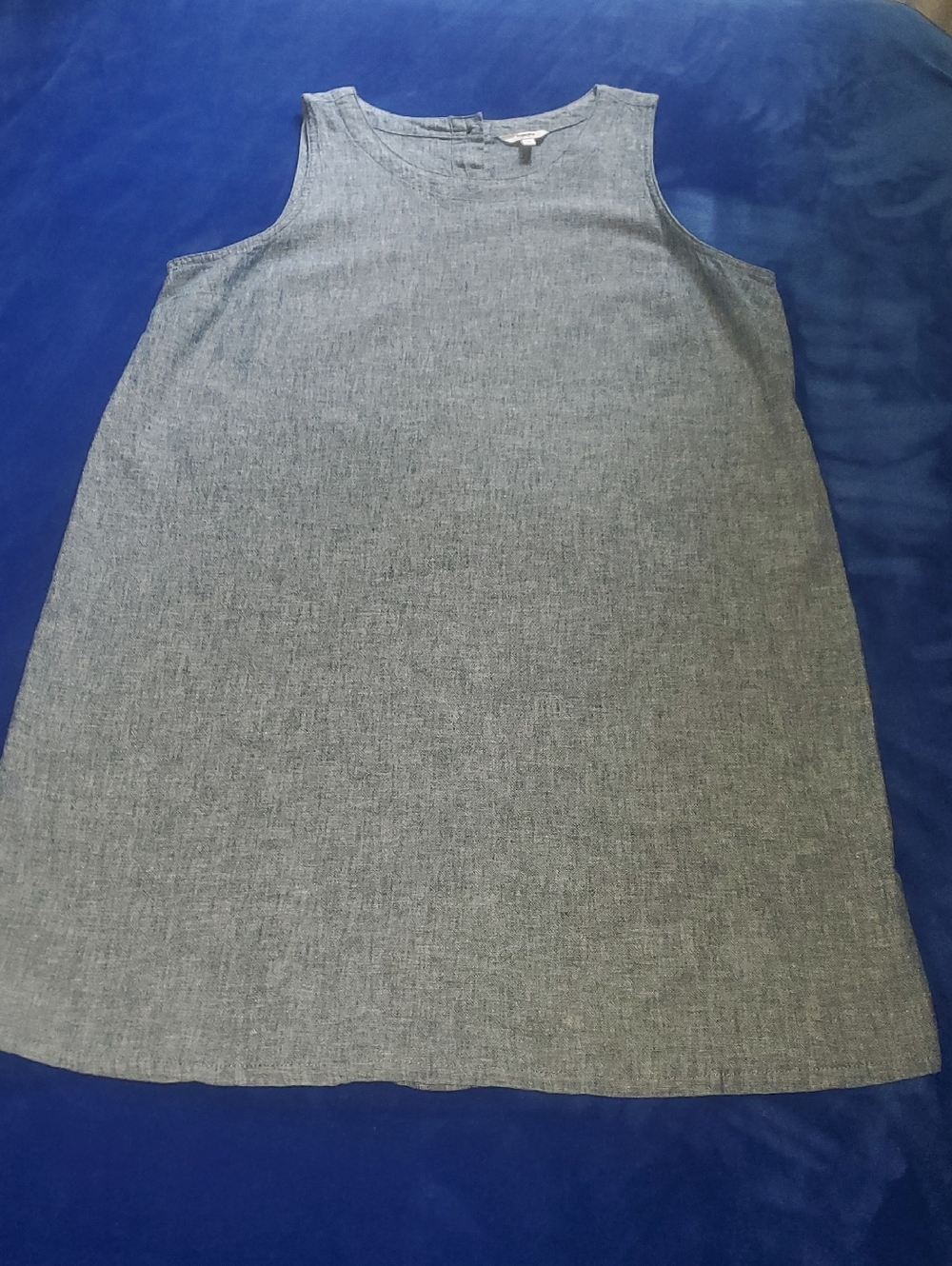 Sonoma Chambray Blue Linen Blend Knee Length Sleeveless Dress XL